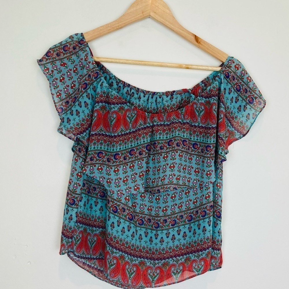 Show Me Your Mumu Chiquita top in red and blue print. Size small - Picture 2 of 6